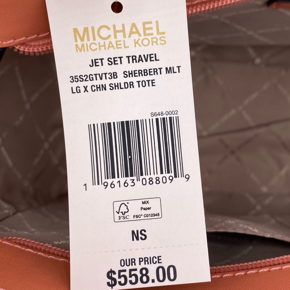 Michael Kors Jet Set Large Color-Block Saffiano Leather Tote Bag - Picture 11 of 12